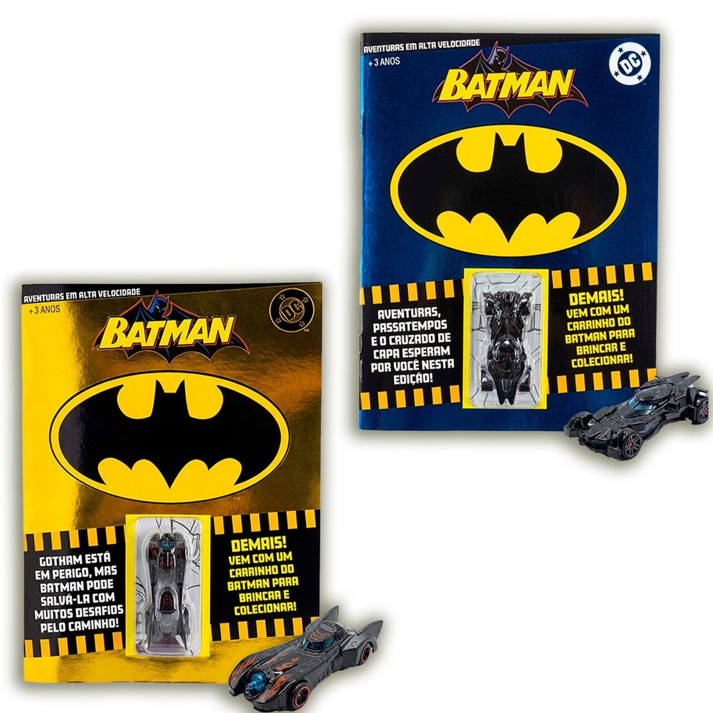 Coleção Batman Aventuras em Alta Velocidade | Kit com 2 Livros + 2 Carrinhos Exclusivos