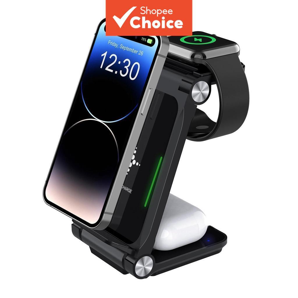 Estação De Carregamento Sem Fio 3 Em 1 Dobrável Para iPhone 16 15 Pro Max Apple