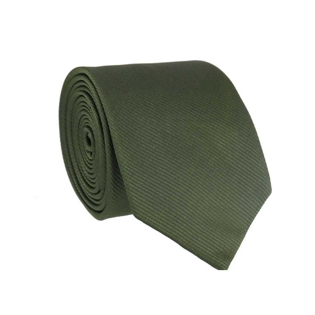 Gravata Social Lisa Slim Fina Verde Militar 100% em Poliéster Padrinhos Casamentos Eventos Congressos