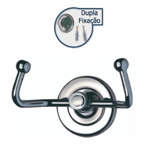 Gancho Cabideiro Duplo Porta Toalha Parede Metal Inox