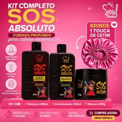 Kit Capilar S.O.S Absoluto SOUL COSMETICOS Hidratação Intensa 03 itens Shampoo Condicionador Mascara + BRINDE
