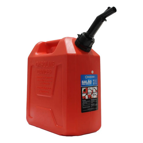 Galão de Gasolina Bremen 10L 10497 Plástico Combustível Bico Dosador Reserva Tanque Diesel Água Óleo Portátil