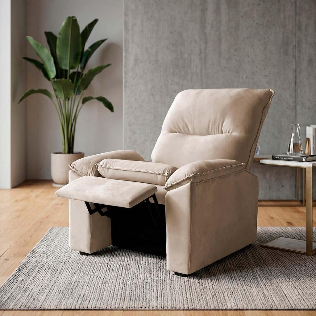 Poltrona do Papai Reclinável Copenhagen Suede Bege