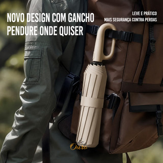 Guarda Chuva Automático Proteção Solar Blackout Abre e Fecha Grande Reforçado Contra Vento Cabe na Bolsa Presilha 047