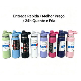 Garrafa Térmica 600ml Isolada a Vácuo, Copo InoxcomAlça PortátilConserva Calor e Frio par…