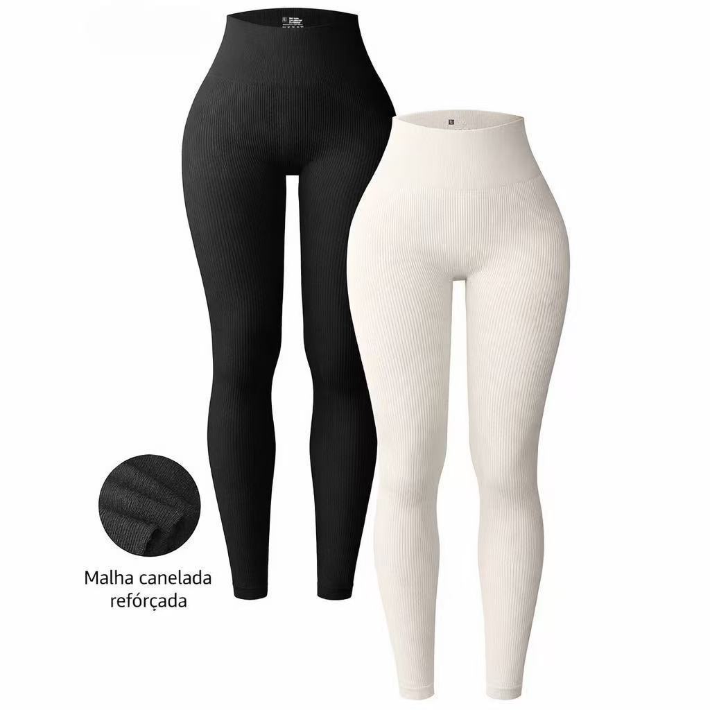 Calça Legging Feminina Canelada Premium Sem Transparência Cintura Alta Academia Yoga Treino Fitness