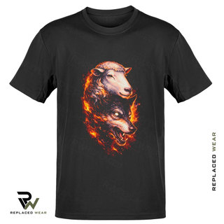 Camiseta Lobo em Pele de Cordeiro Unissex Streetwear Camisa 100% Algodão