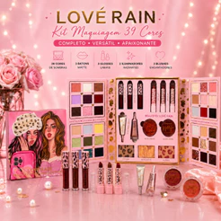 Paleta Sombra Iluminador Blush Maquaigem Multifuncional 39 Cores 3 Gloss 3 batons Alta Pigmentação Kit Love Rain