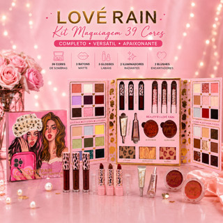 Paleta Sombra Iluminador Blush Maquaigem Multifuncional 39 Cores 3 Gloss 3 batons Alta Pigmentação Kit Love Rain
