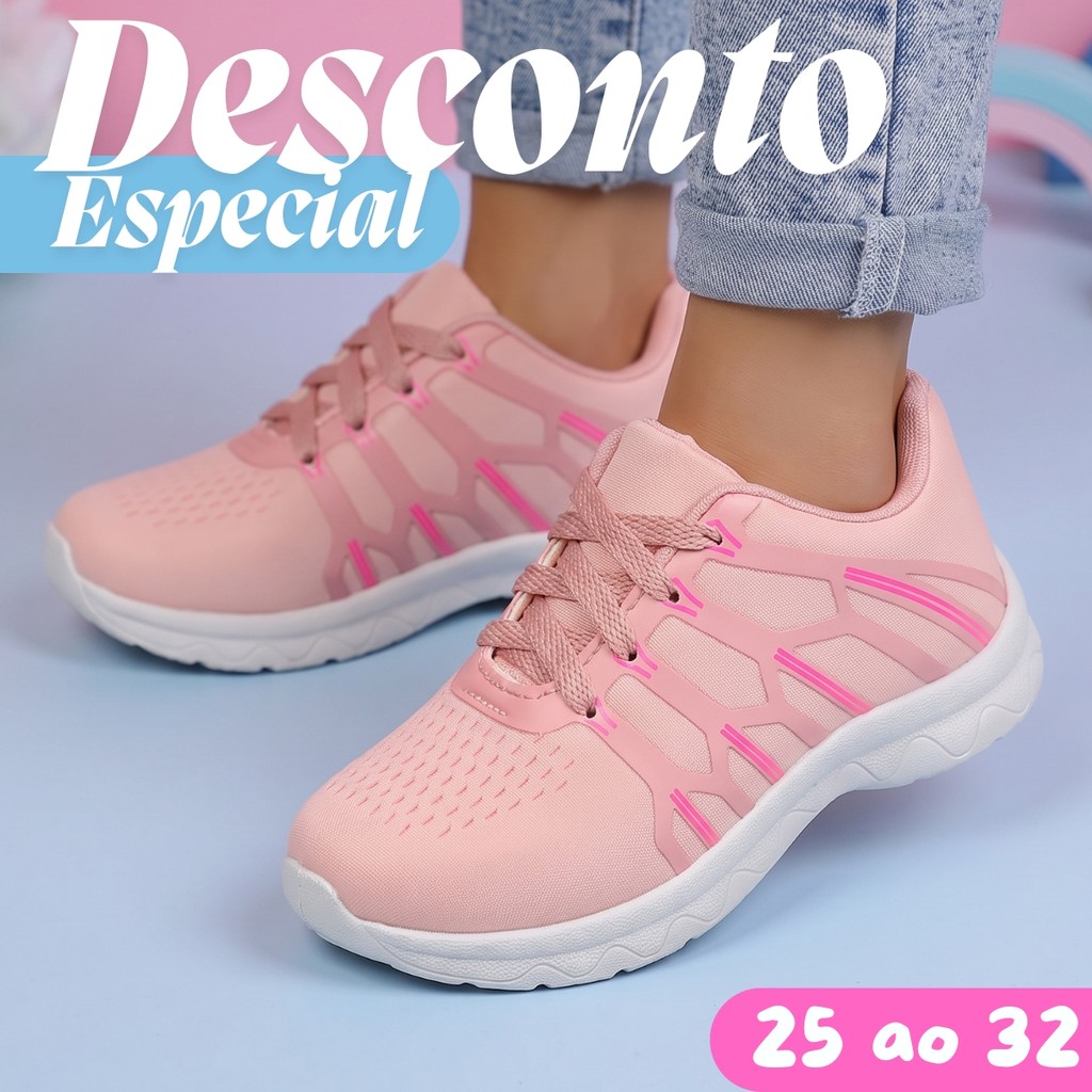 Tênis Infantil Feminino Menina Moderno Casual Com Estilo E Conforto Para Uso Diário Infantil