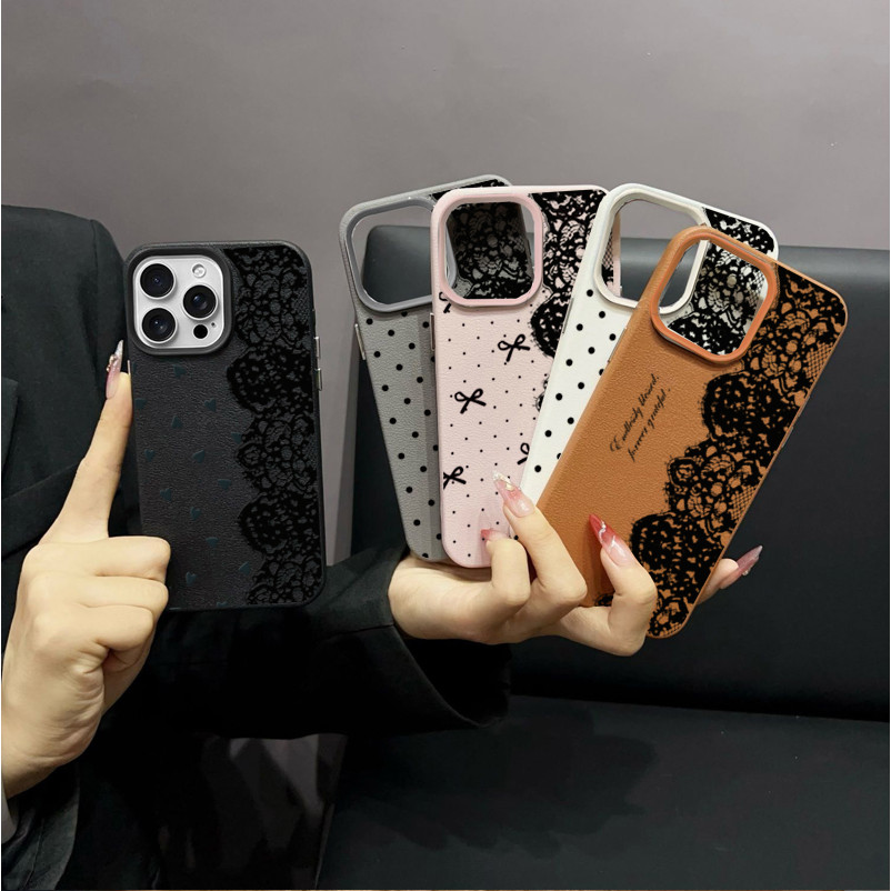 Moda Renda Preta Amor Coração Bolinhas Caso Para Samsung Galaxy A06 A05 A03 A02 A05S A13 A04S A04E A04 Embalagem Textura
