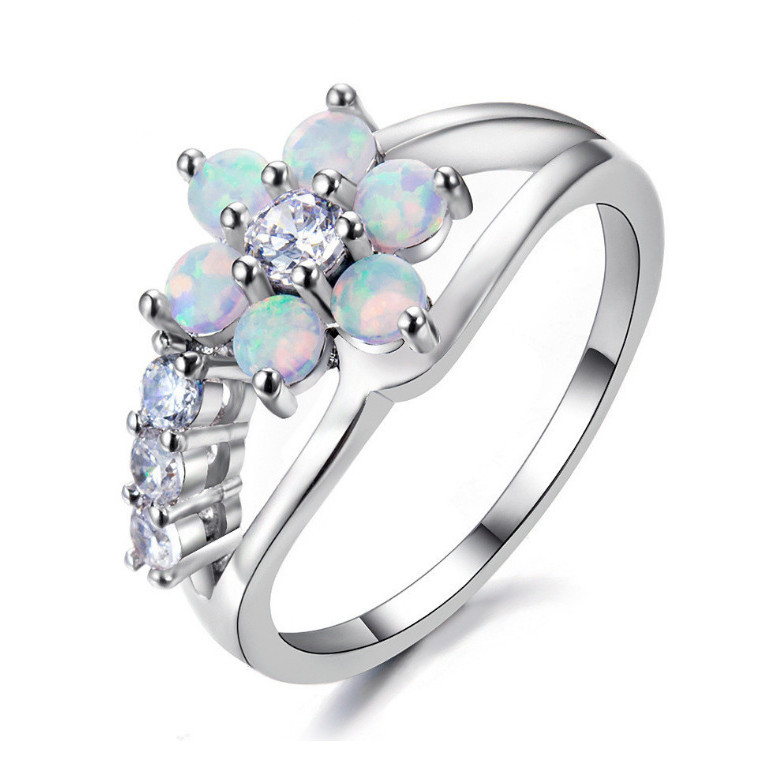 Acessórios anel de flor de diamante moda opala anel doce moda nicho jóias260729R RR