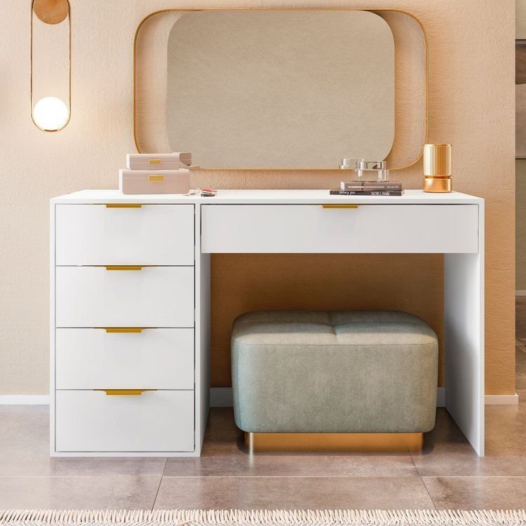 Aparador com 5 Gavetas e Porta Objetos Vita Yescasa Branco Branco