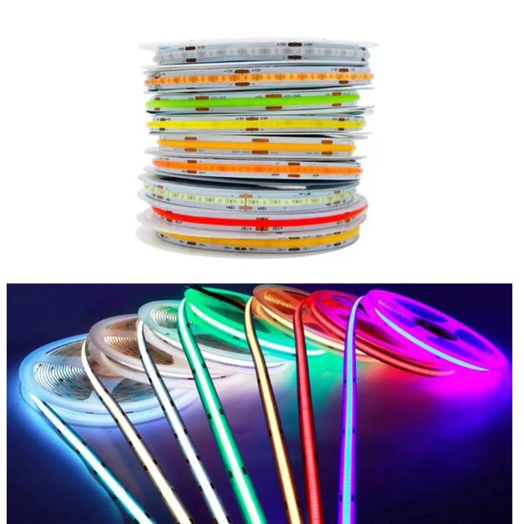 Fita Led Cob Colorida 10m 320led/m 110v ou 220v Direta Energia Para Perfil