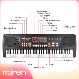 Miren.br Órgão eletrônico recarregável de 61 teclas, piano elétrico infantil com microfone, teclado musical digital,