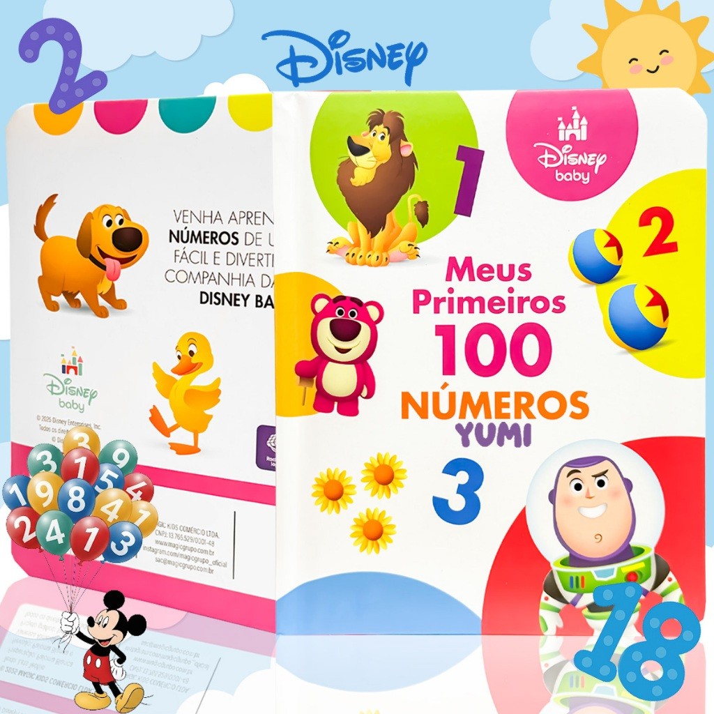 Livro Infantil Bebê Meus Primeiros 100 Números Personagens Disney Baby Educativo E Ilustrado Oficial