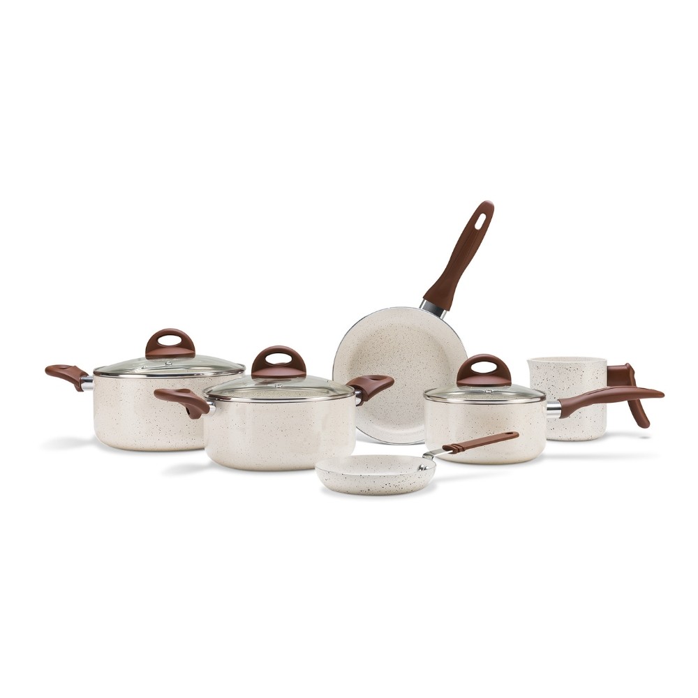 Jogo de Panelas Brinox Antiaderente Ceramic Life 6 Peças Smart Plus Vanilla