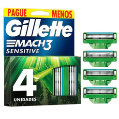 Gillette Mach3 Sensitive Carga para Aparelho de Barbear para Pele Sensível 4 Unidades