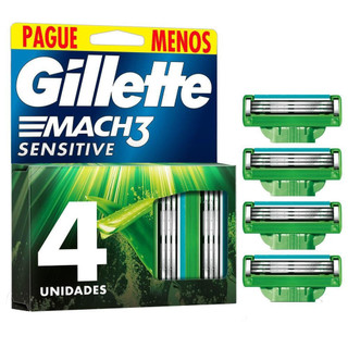 Gillette Mach3 Sensitive Carga para Aparelho de Barbear para Pele Sensível 4 Unidades