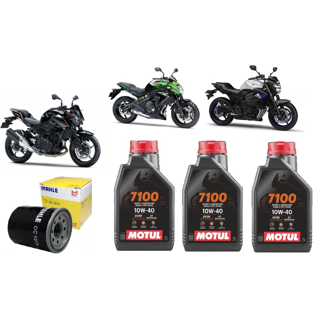 KIT TROCA ÓLEO YAMAHA 3l MOTUL 7100 10W40 4T YAMAHA XJ6 z400 z300 ER6 CBR1000 CB1000 CB500 + 1 FILTRO MAHLE