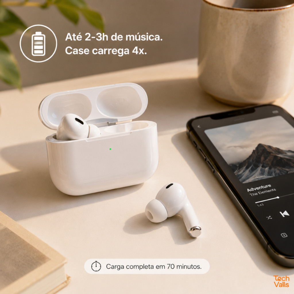 Par De Fones Sem Fio Tws Pro 3 Bluetooth 5.3 Com Case De Recarga Rapida Para Smartphone E Tablet