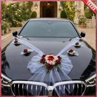 [Lszzx] Kit De Decoração De Carro De Casamento Em Camadas Design Nupcial Branco Redondo 1 L 6