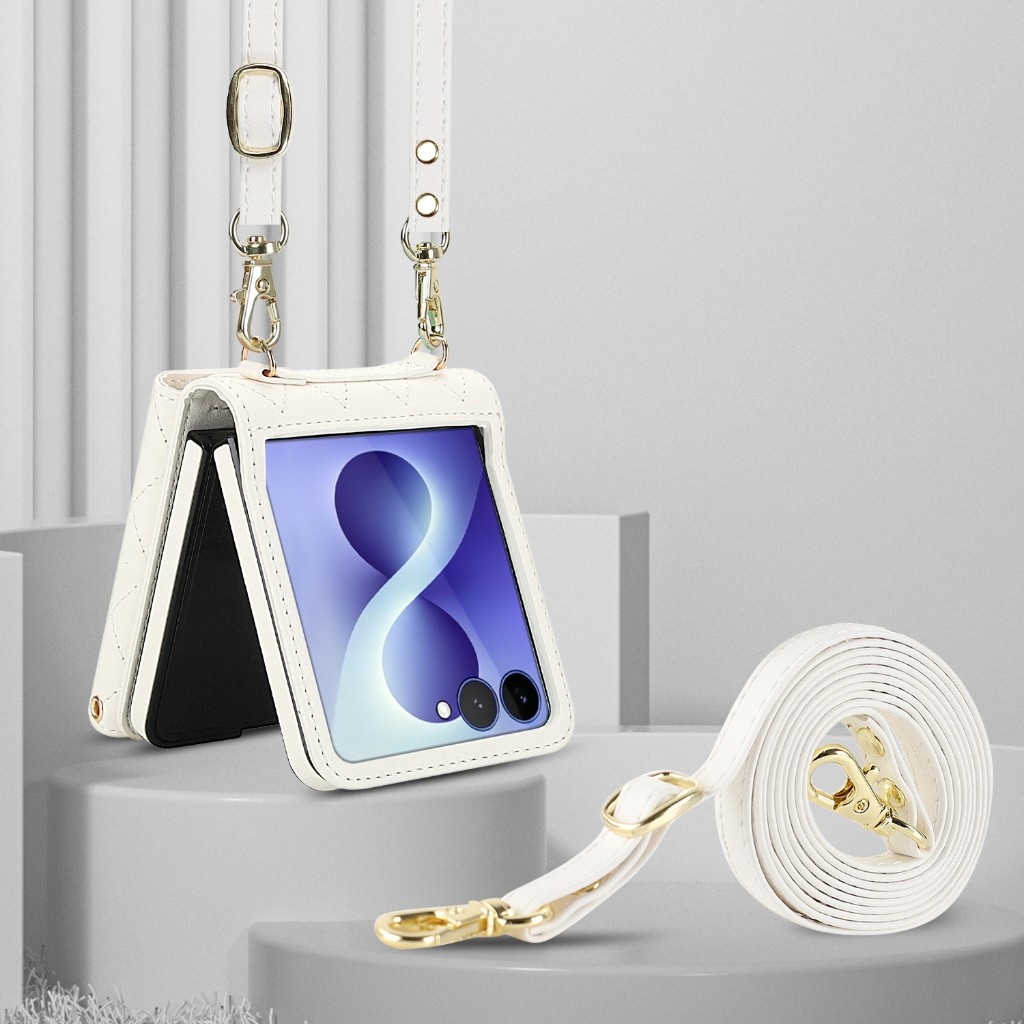 Capa Carteira Multifuncional Para Samsung Galaxy Z Flip 5/6/7/8 Com Alça Crossbo