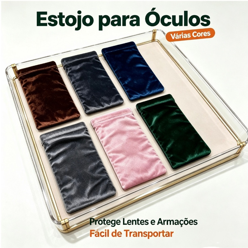 Bolsa de Veludo Premium para Óculos e Joias, Várias Cores, Acessório de Alta Qualidade BR Nova