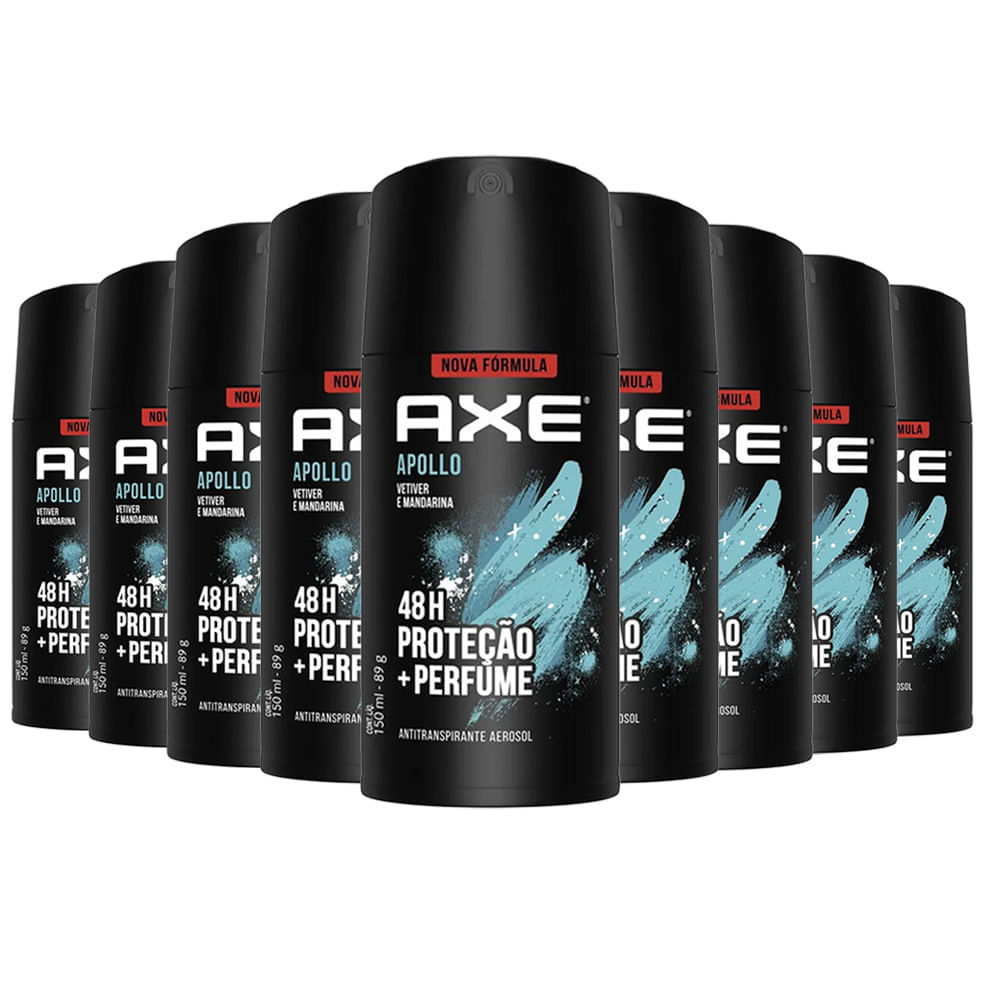 Kit Desodorante Antitranspirante Aerosol Axe Apollo 150ml - 9 Unidades