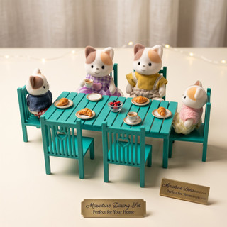 Mini Mesa De Jardim Com Cadeiras Casa de Bonecas Compatível Sylvanian Families Calico Critters