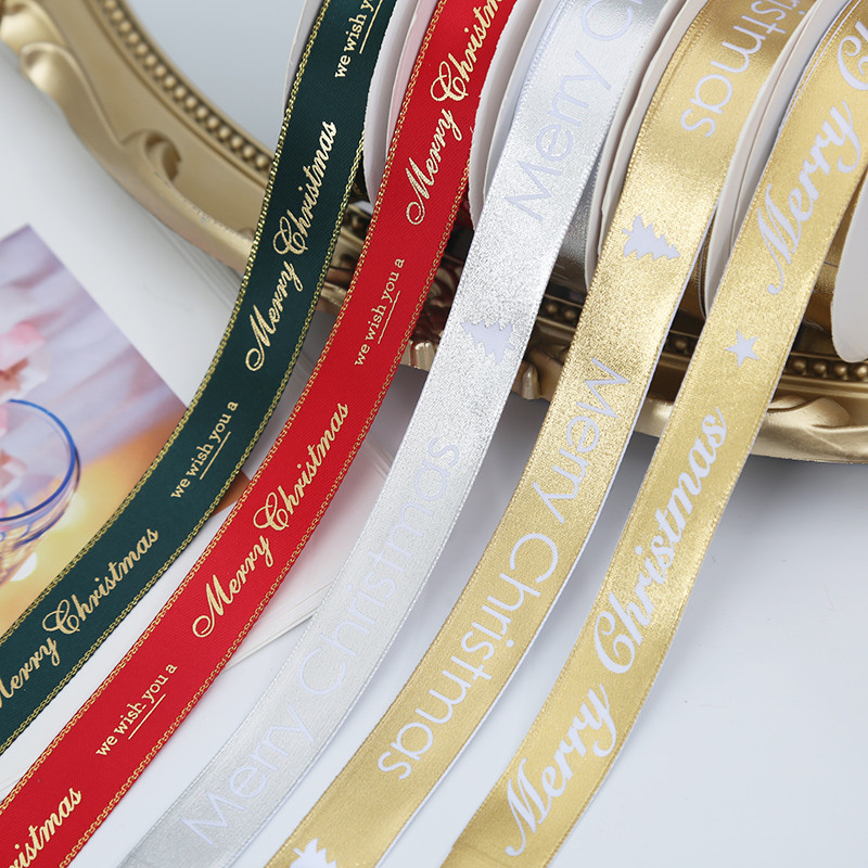 Dourado série de natal fita fita fita bolo presente embrulho decoração diy arco