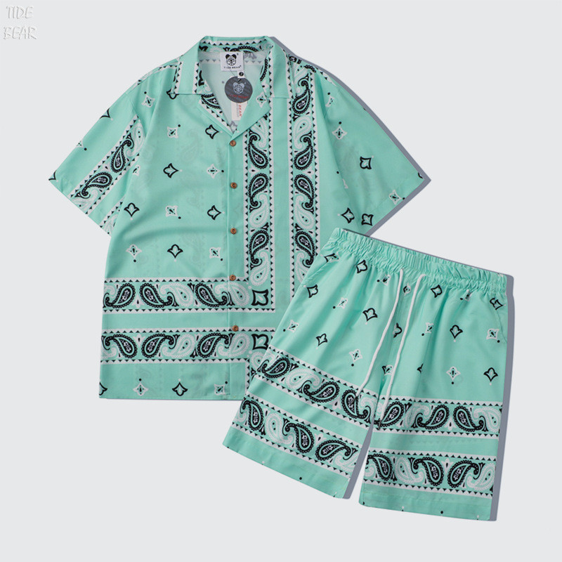 [Novo produto] Conjunto de Shorts masculinos com estampa Digital de frutas e lapela de poliéster Casual marca de rua jov