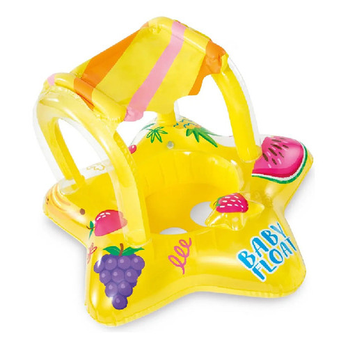 Boia Fralda Inflável Infantil Com Cobertura Solar Bebê Brinquedo Piscina 56573 Intex