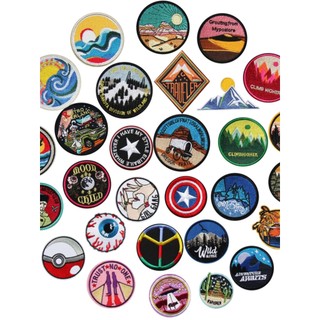 Moda bordado pano adesivos estilo redondo emblema DIY acessórios remendo buraco remendo remendo roupas bordadas