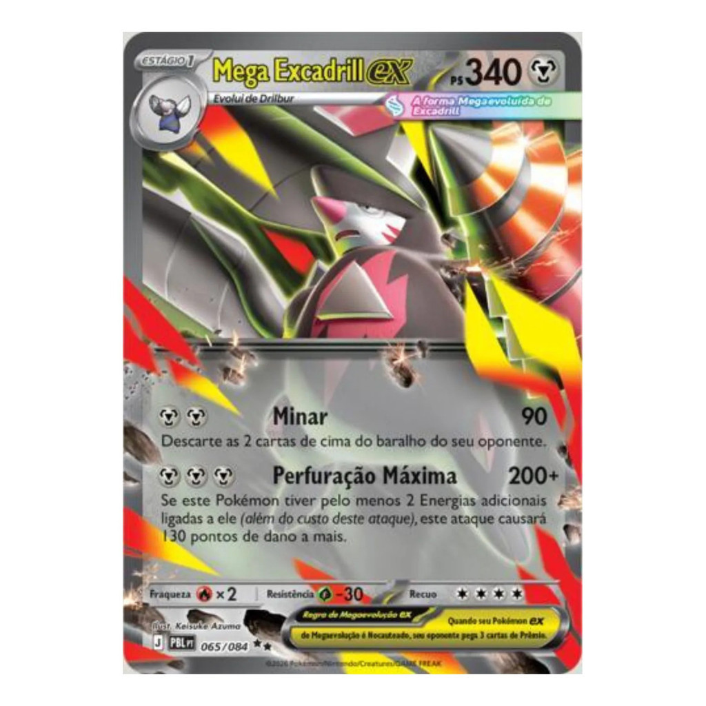 Carta Pokémon Mega Excadrill Ex 065/084 Rara Dupla Copag