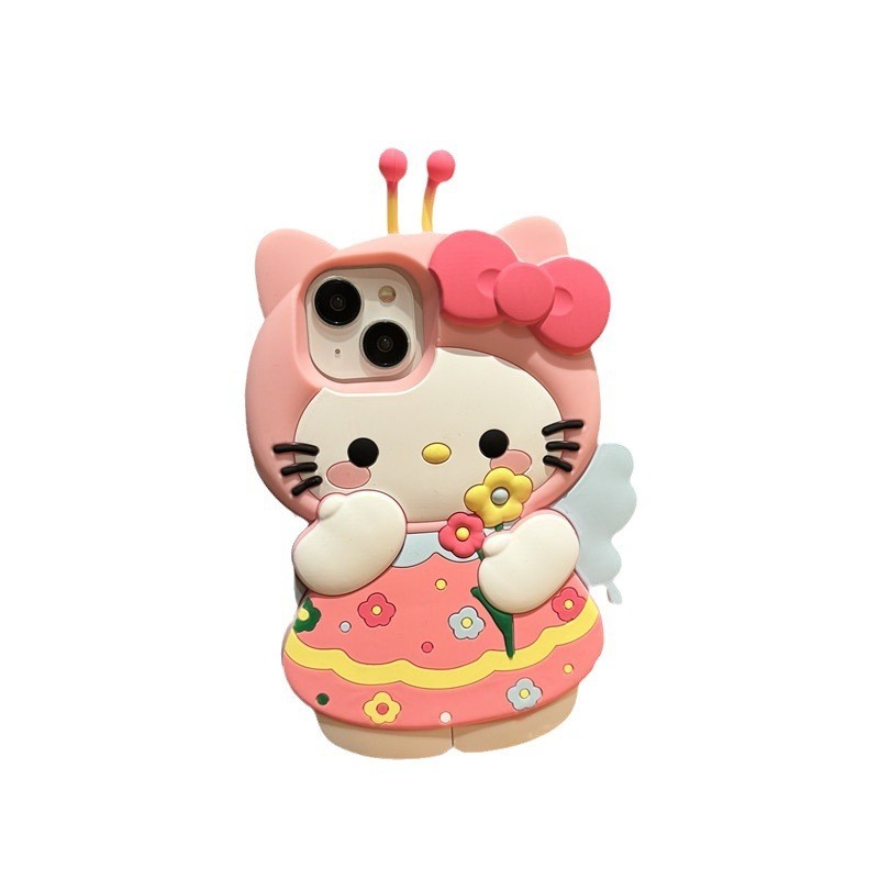 Kt Cat 16iphone1411 Cartoon Hand 1315promax Apple Bee adequado para 12 conjuntos de estojo de flores