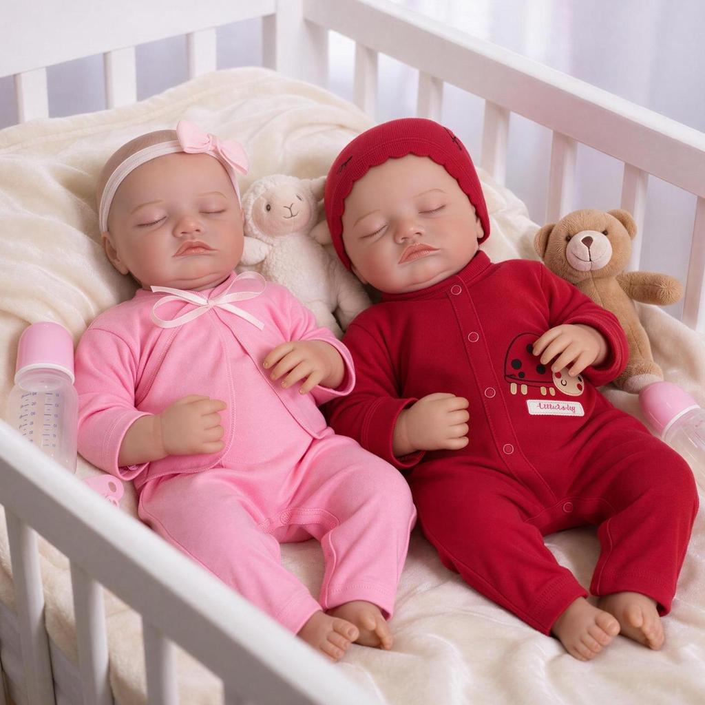 Bebê Reborn Boneca Premium Gêmeas Irmãs Realista Meninas Silicone Pode dar Banho
