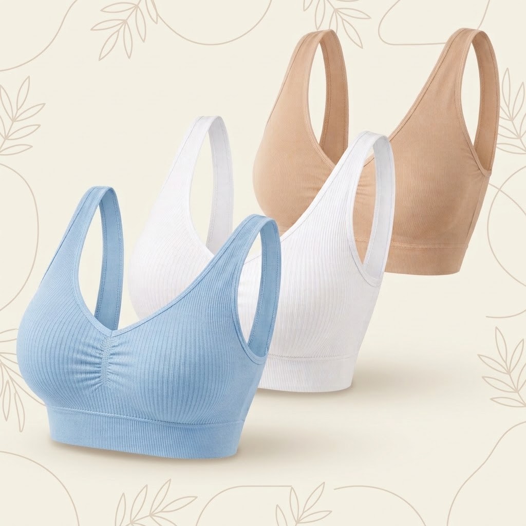 Kit 3 Top Feminino Sutiã Premium Fitness Canelado