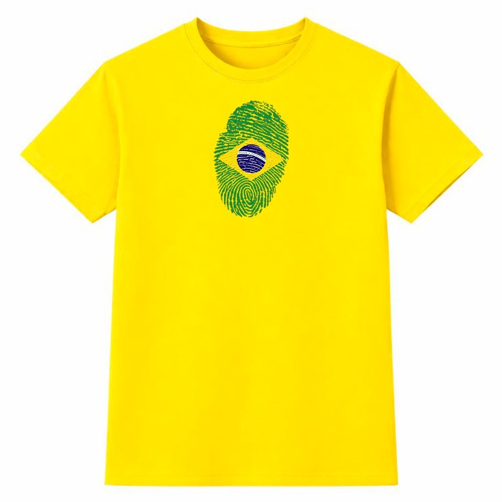 Camiseta Feminina 100% Algodão Camisa Brasil Impressão Digital Copa do Mundo Futebol Seleção Casual