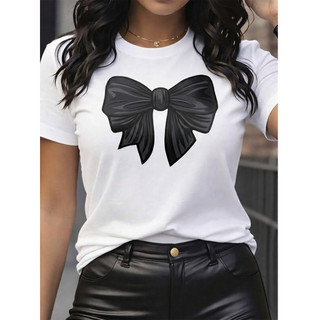Tshirt Feminina Laço - Camisa Streetwear Feminina Unissex 100% Algodão Plus Size