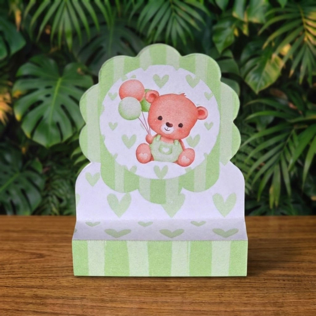 Porta bis duplo URSINHO VERDE chá de bebê fraldas lembrancinhas personalizadas mimos para aniversario infantil decoração