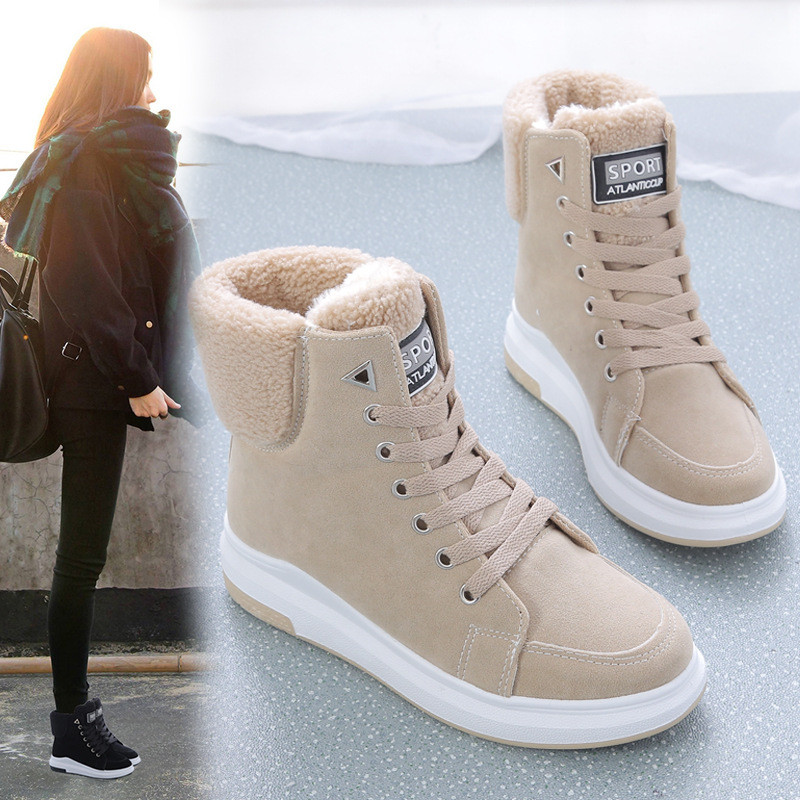 Botas De Neve Forradas De Lã De Inverno Femininas , À Prova D'água
