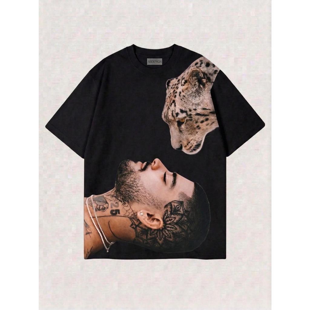 Camiseta Oversized  Onça | Estilizada e confortavel | Eventos noturnos e diurnos - Camiseta Feminina e Masculina
