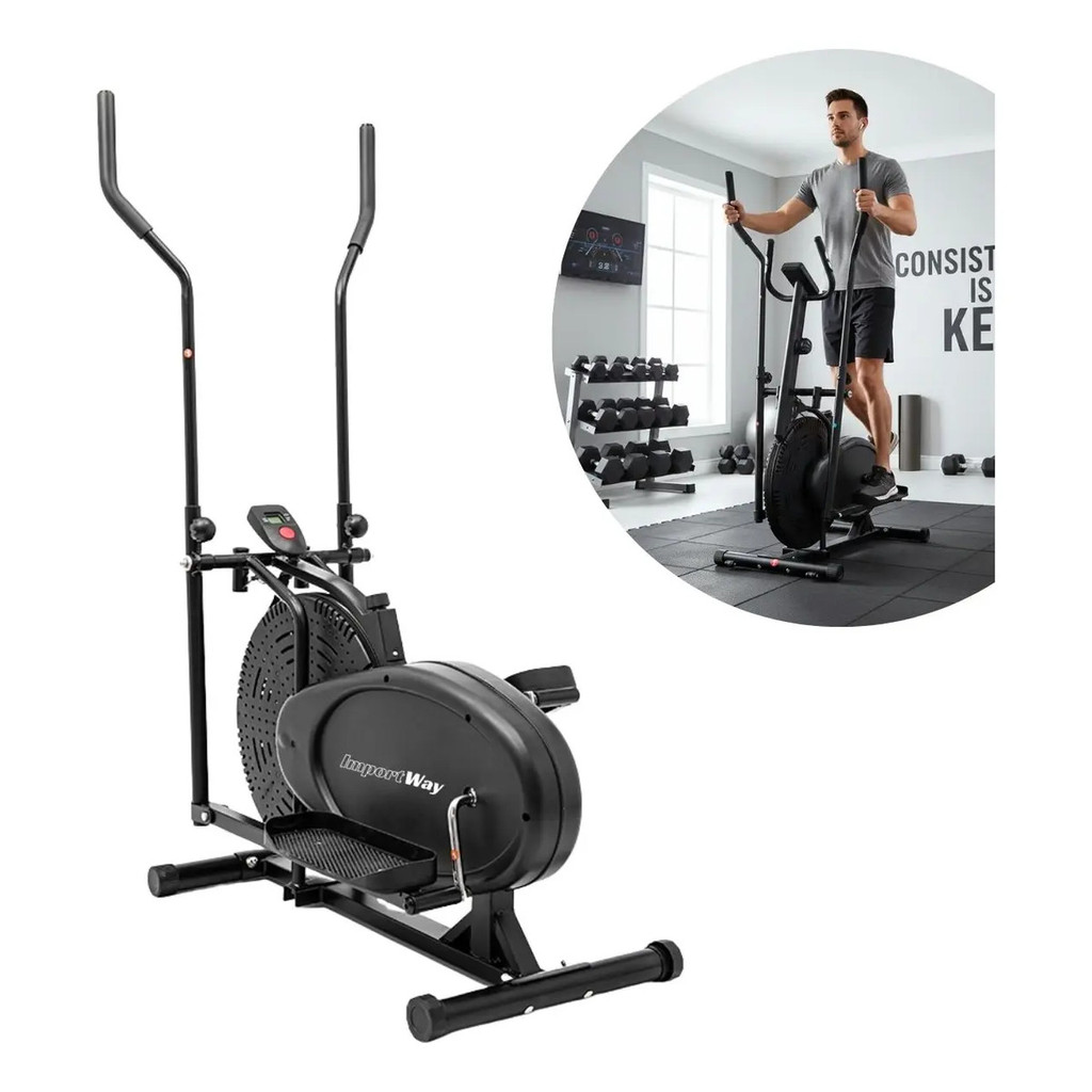 Elíptico Ergométrico Resistência a Ar 150kg com Monitor Importway IWF018