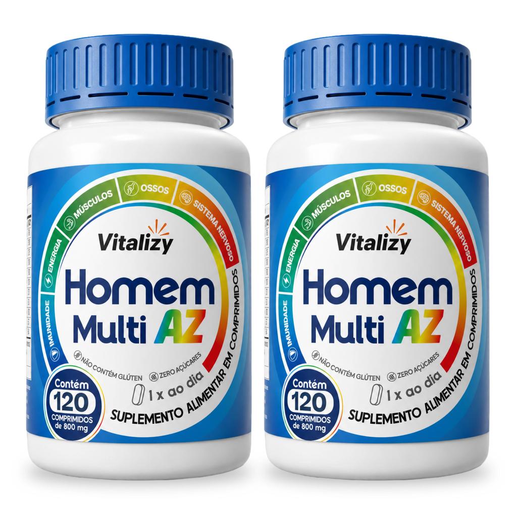 Kit 2x120 Comprimidos Multivitamínico Homem Polivitamínico Completo Vitaminas e Minerais A a Z 800mg