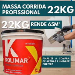 Massa Corrida Premium Pva Kolimar 22kg Acabamento Nivelador Fácil Aplicação - parede branca
