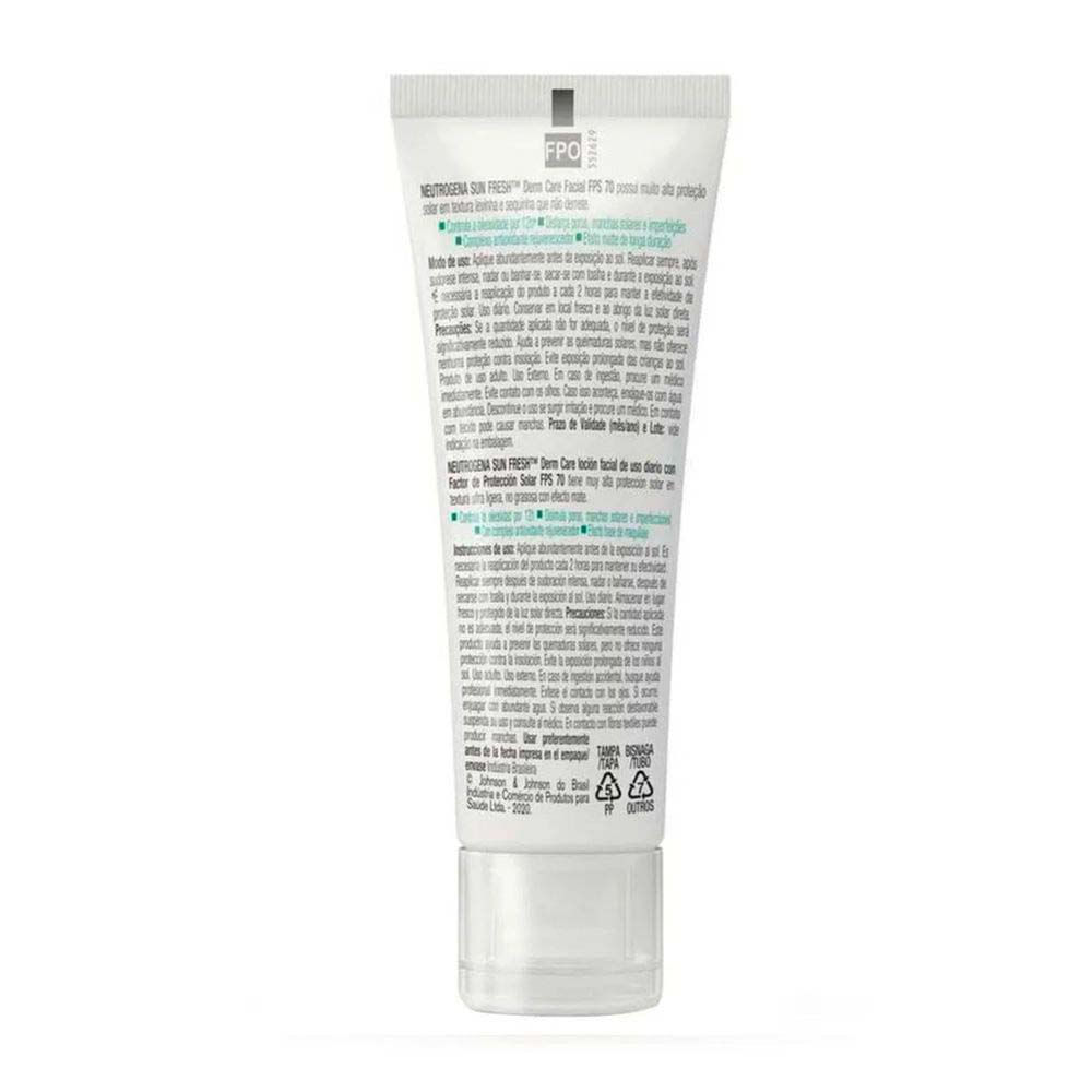 Protetor Solar Facial Neutrogena Sun Fresh Derm Care FPS 70 Pele Negra 40g — imagem 2 de 2