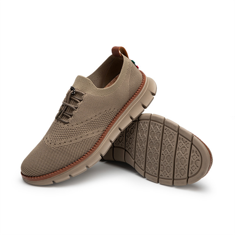 Sapatos Masculinos De Malha Oxford Elástico Com Cadarço E Sola Grossa Para Caminhada Diária