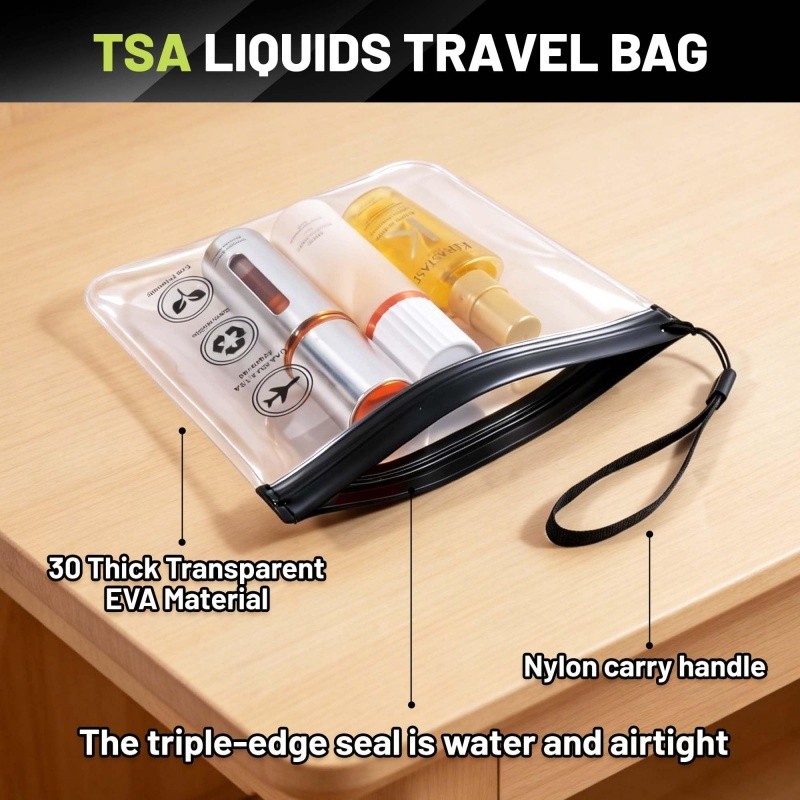 Necessaire Transparente EVA Impermeável 3 Unidades Zíper Suave Bolsa Maquiagem Organização Viagem — imagem 2 de 2