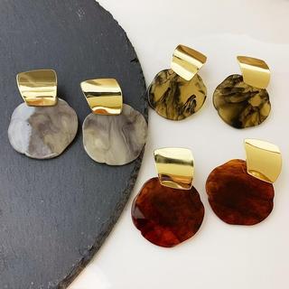 Coreia Dongdaemun novo estilo textura âmbar disco acrílico brincos de metal moda brincos de metal brincos femininos